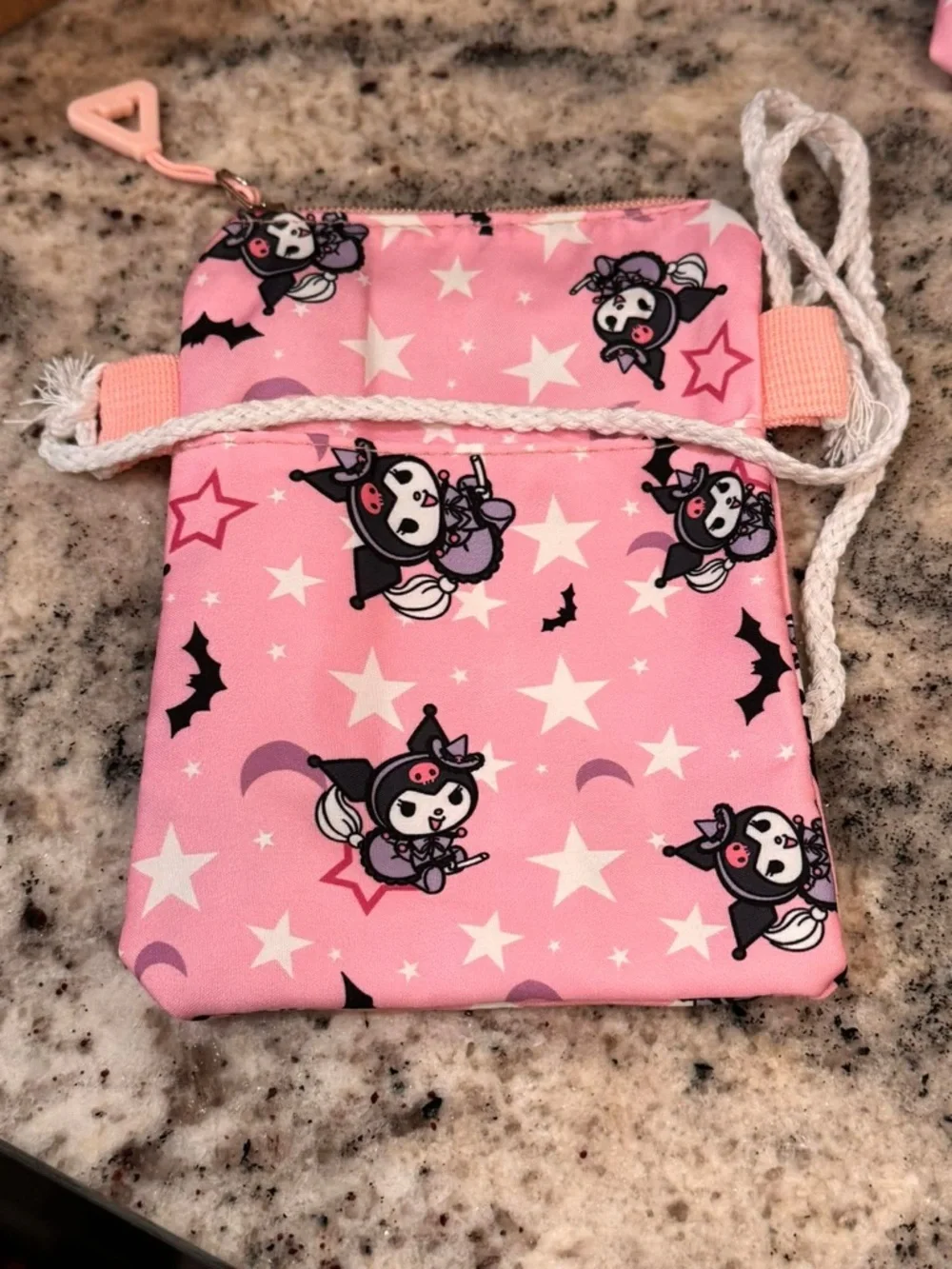 Kuromi 4pc set small zipper tote, phone cross body, zipper pouch, & pencil case